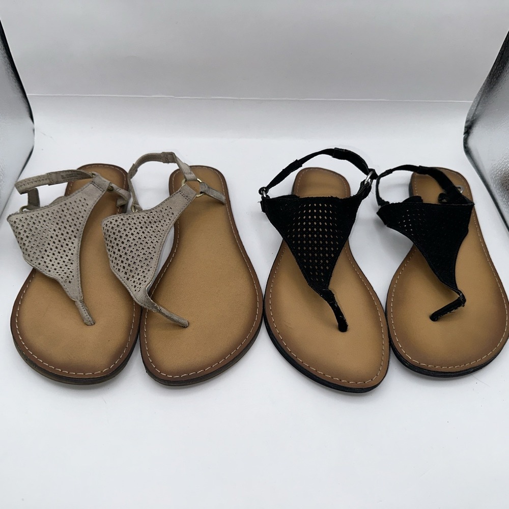 Time Tru Sandals Black & Tan  Size‎ 8 On Both Pairs